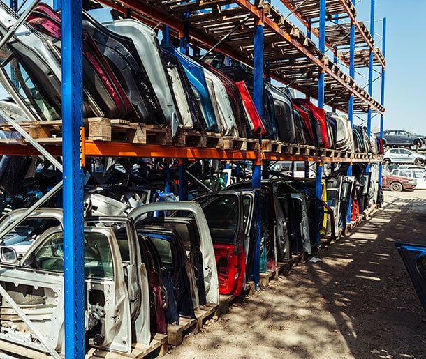 Car doors lined to be recycled